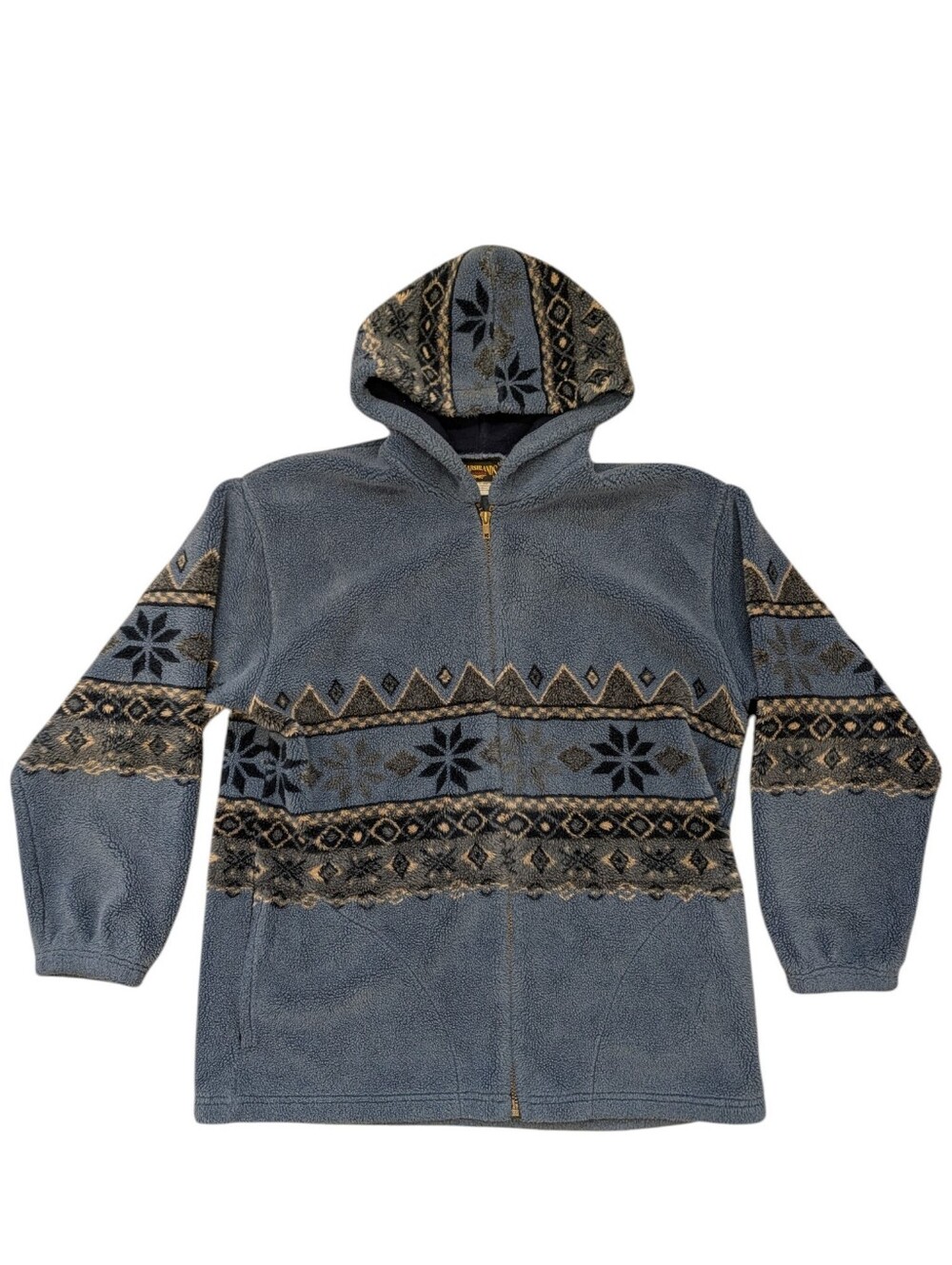 Vintage Marshlands Canada M Blue Nordic Aztec Full Zip Hooded Fleece
